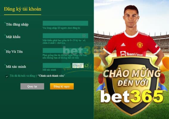 Điền đầy đủ thông tin vào form mẫu từ nhà cái bet365vn